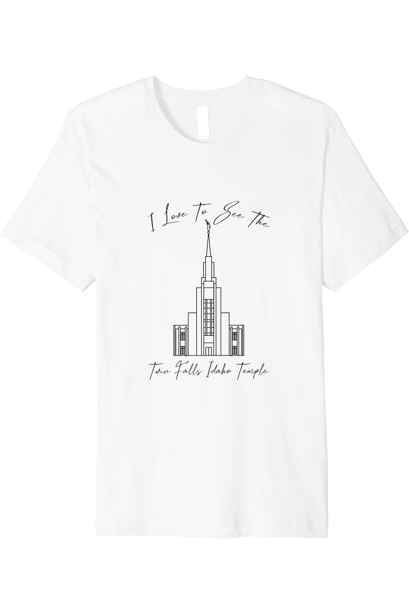 Twin Falls Idaho Temple T-Shirt - Premium - Calligraphy Style (English) US