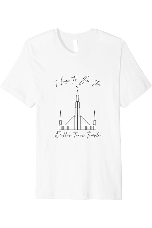 Dallas Texas Temple T-Shirt - Premium - Calligraphy Style (English) US