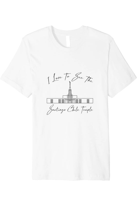 Santiago Chile Temple T-Shirt - Premium - Calligraphy Style (English) US