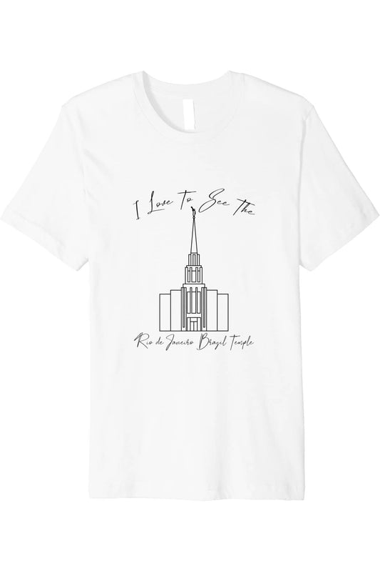 Rio de Janeiro Brazil Temple T-Shirt - Premium - Calligraphy Style (English) US