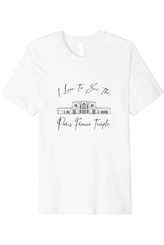 Paris France Temple T-Shirt - Premium - Calligraphy Style (English) US