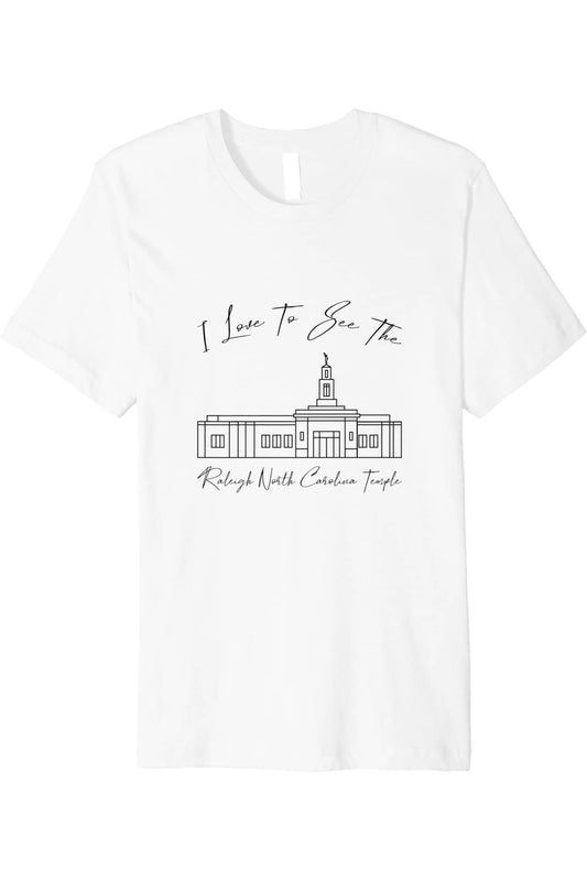 Raleigh North Carolina Temple T-Shirt - Premium - Calligraphy Style (English) US