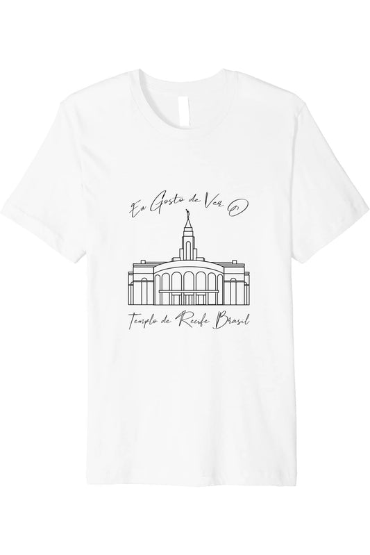 Recife Brazil Temple T-Shirt - Premium - Calligraphy Style (Portuguese) US