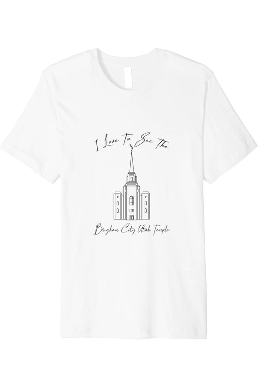 Brigham City Utah Temple T-Shirt - Premium - Calligraphy Style (English) US