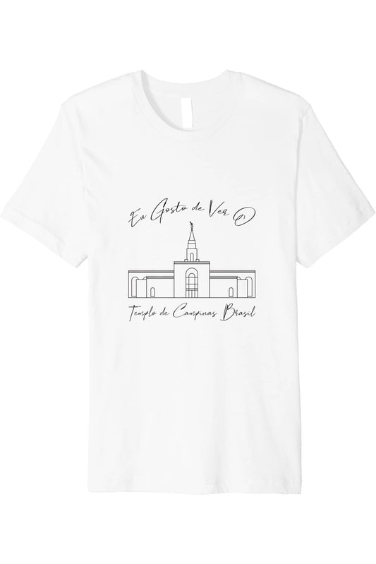 Campinas Brazil Temple T-Shirt - Premium - Calligraphy Style (Portuguese) US