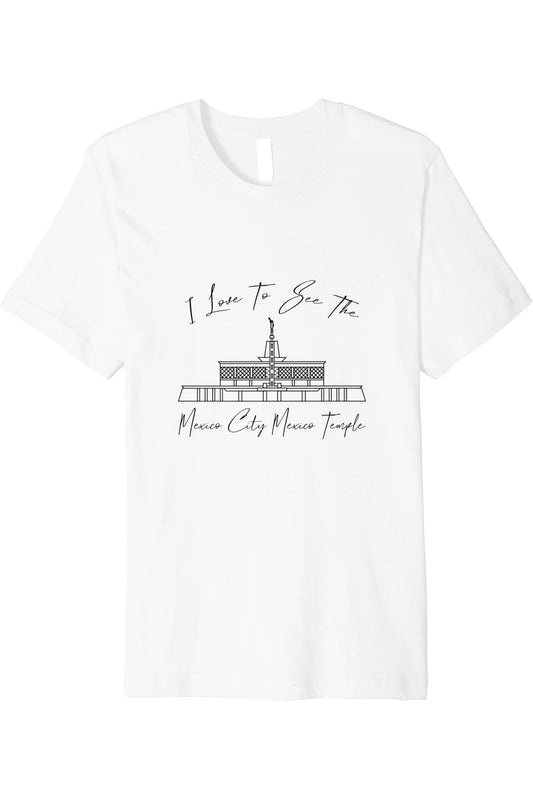 Mexico City Mexico Temple T-Shirt - Premium - Calligraphy Style (English) US