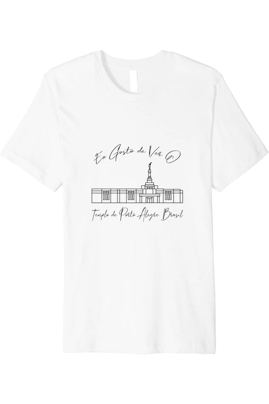 Porto Alegre Brazil Temple T-Shirt - Premium - Calligraphy Style (Portuguese) US