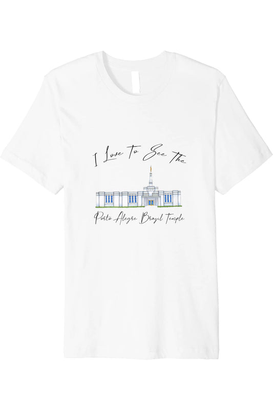 Porto Alegre Brazil Temple T-Shirt - Premium - Calligraphy Style (English) US