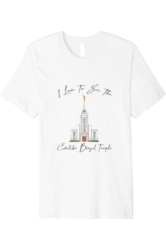 Curitiba Brazil Temple T-Shirt - Premium - Calligraphy Style (English) US