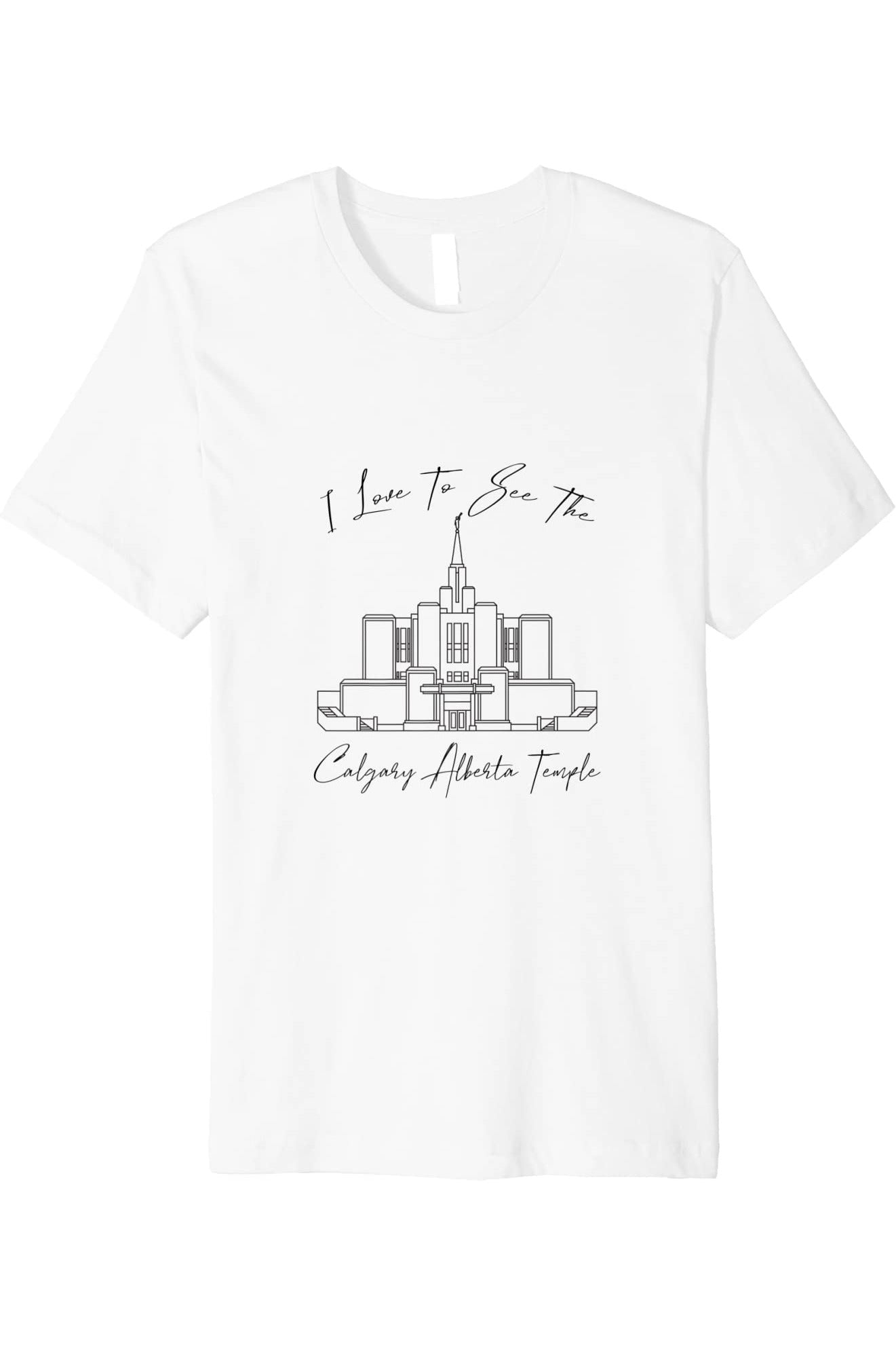 Calgary Alberta Temple T-Shirt - Premium - Calligraphy Style (English) US