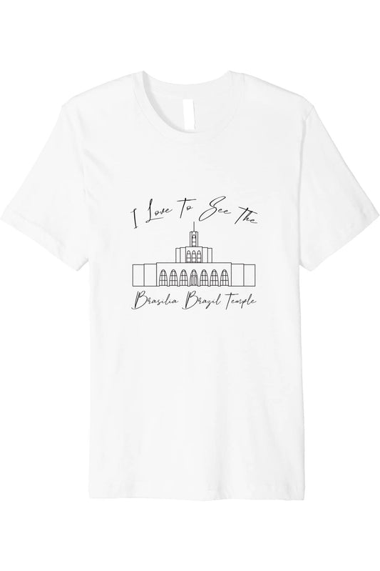 Brasilia Brazil Temple T-Shirt - Premium - Calligraphy Style (English) US