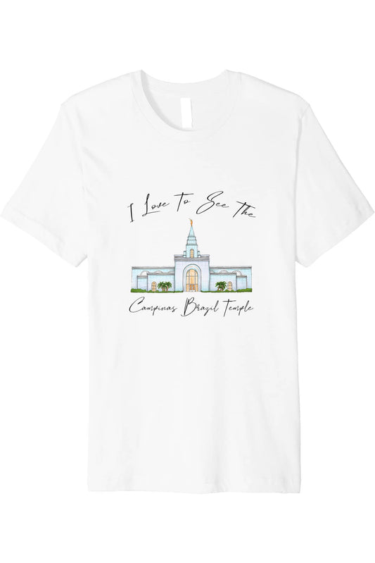 Campinas Brazil Temple T-Shirt - Premium - Calligraphy Style (English) US