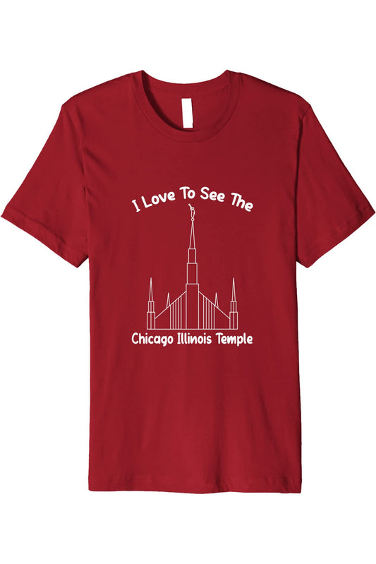 Chicago Illinois Temple T-Shirt - Premium - Primary Style (English) US