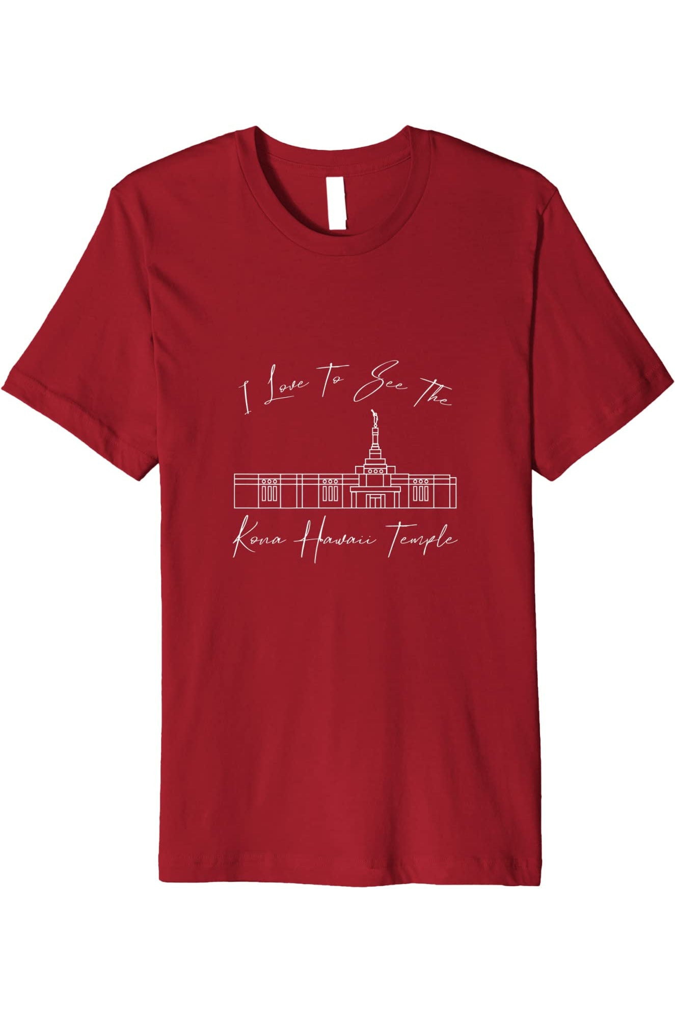 Kona Hawaii Temple T-Shirt - Premium - Calligraphy Style (English) US