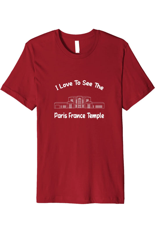 Paris France Temple T-Shirt - Premium - Primary Style (English) US
