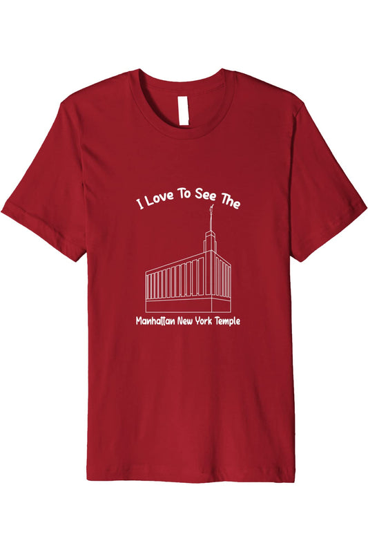 Manhattan New York Temple T-Shirt - Premium - Primary Style (English) US