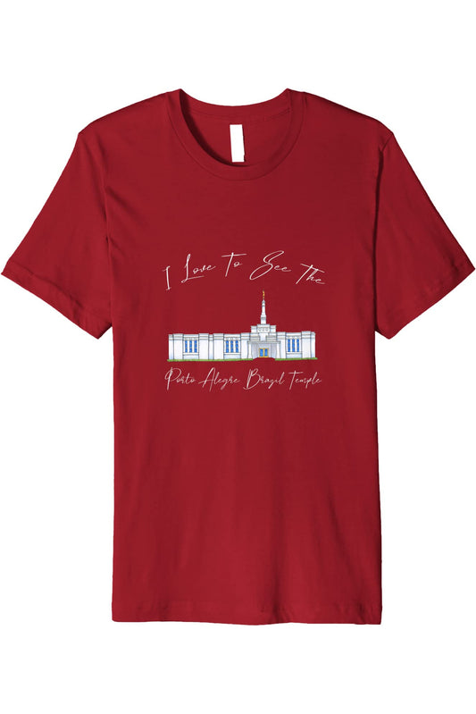 Porto Alegre Brazil Temple T-Shirt - Premium - Calligraphy Style (English) US