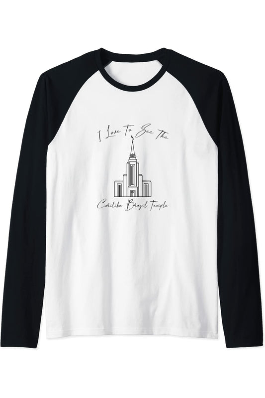 Curitiba Brazil Temple Raglan - Calligraphy Style (English) US