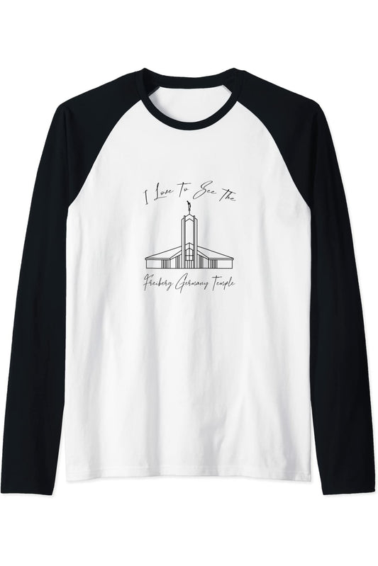Freiberg Alemania Temple, me encanta ver mi templo caligrafía Raglan T-Shirt