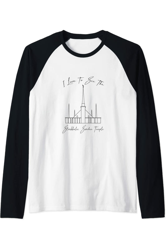 Stockholm Schweden Tempel, I love to see my temple, calligraph Raglan T-Shirt