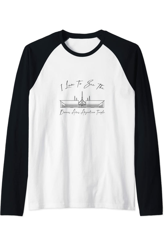 Buenos Aires Argentina Temple Raglan - Calligraphy Style (English) US