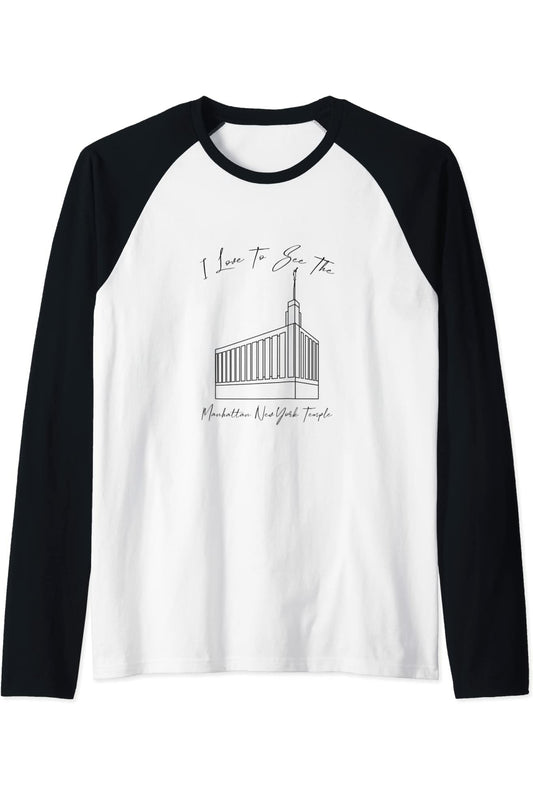 Manhattan New York Temple Raglan - Calligraphy Style (English) US