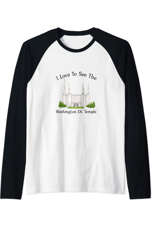 Tempio di Washington DC, mi piace vedere il mio tempio, colore Raglan T-Shirt