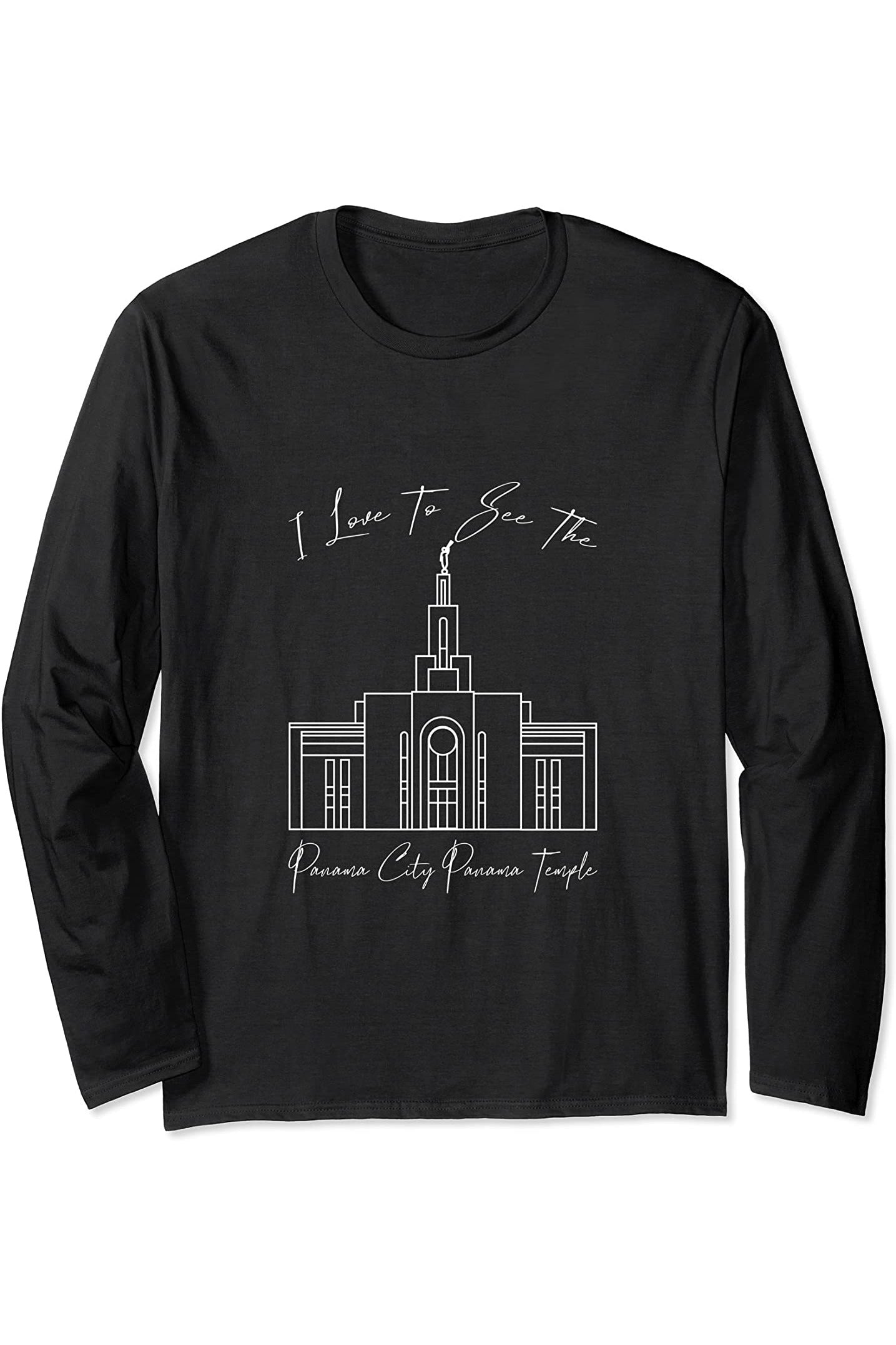 Panama City Panama Temple Long Sleeve T-Shirt - Calligraphy Style (English) US
