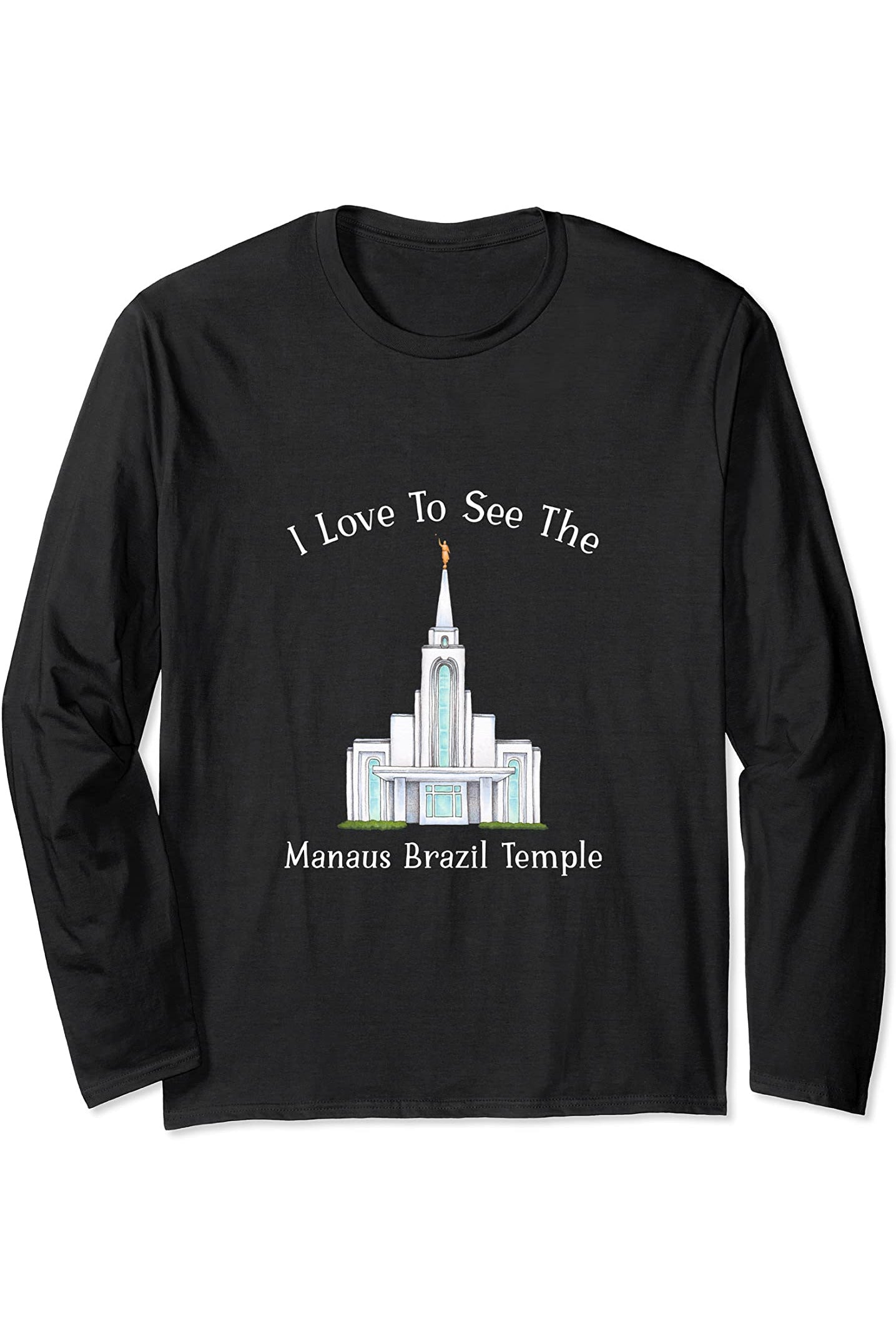 Manaus Brazil Temple Long Sleeve T-Shirt - Happy Style (English) US