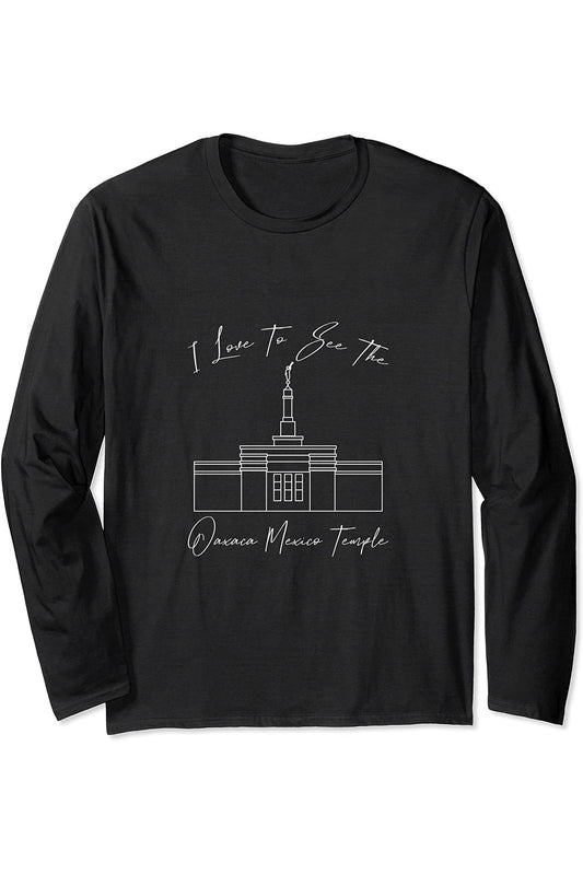 Oaxaca Mexico Temple Long Sleeve T-Shirt - Calligraphy Style (English) US