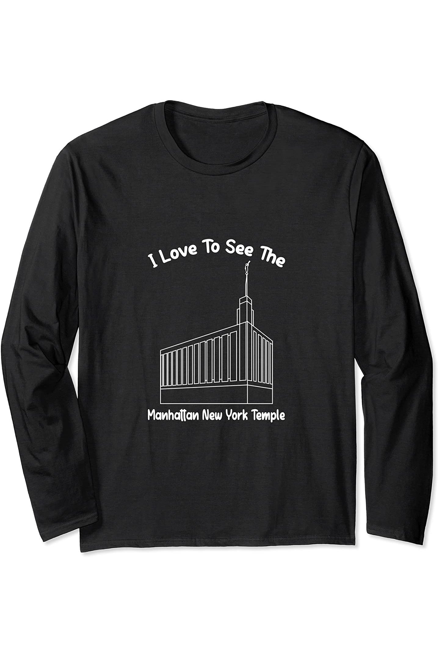 Manhattan New York Temple Long Sleeve T-Shirt - Primary Style (English) US