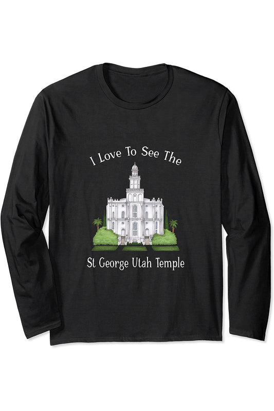 St George Utah Temple Long Sleeve T-Shirt - Happy Style (English) US