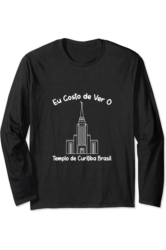 Curitiba Brazil Temple Long Sleeve T-Shirt - Primary Style (Portuguese) US