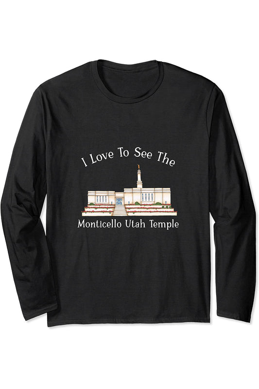 Monticello Utah Temple Long Sleeve T-Shirt - Happy Style (English) US