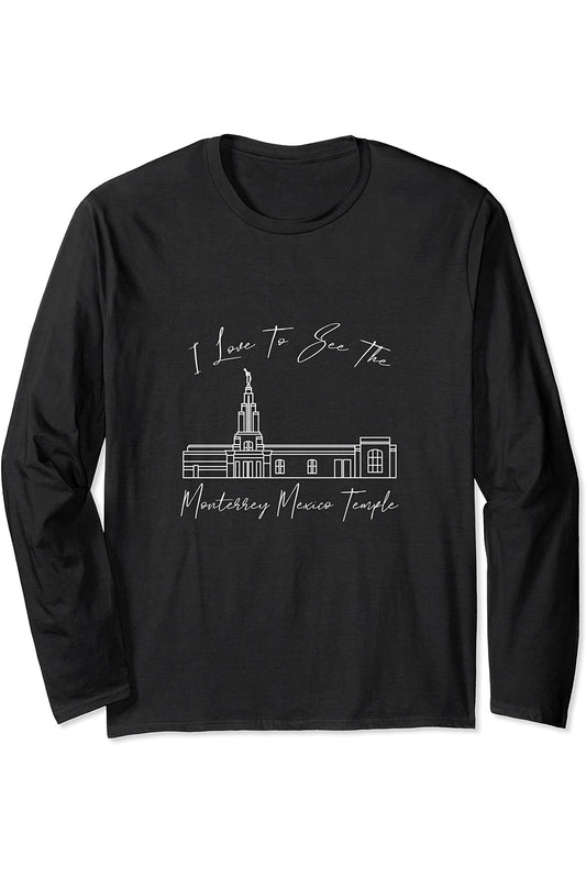 Monterrey Mexico Temple Long Sleeve T-Shirt - Calligraphy Style (English) US