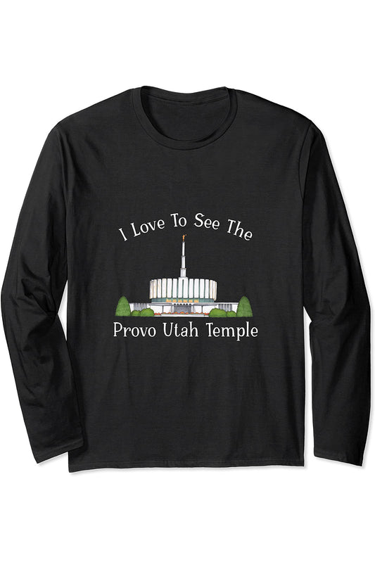 Provo Utah Temple Long Sleeve T-Shirt - Happy Style (English) US