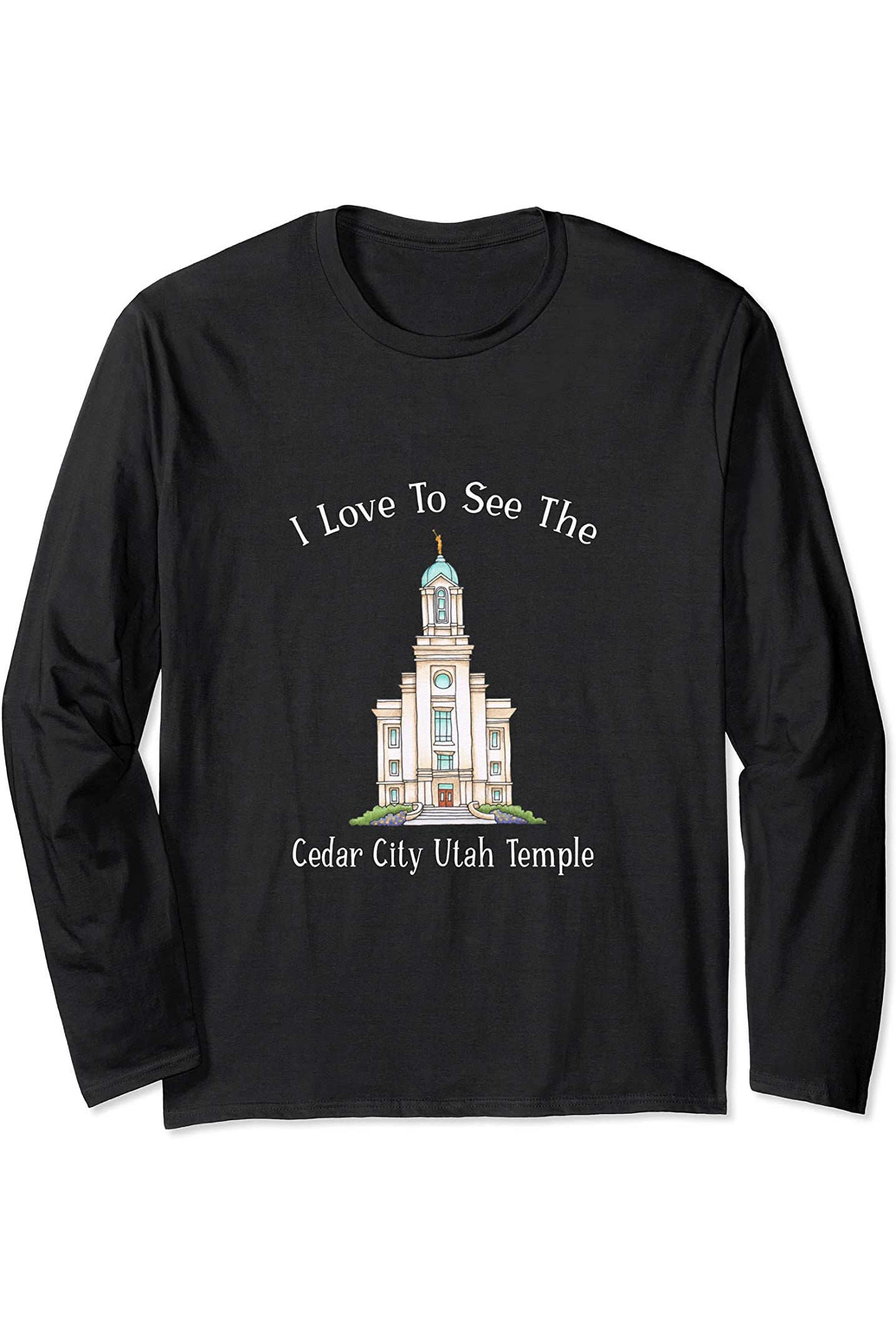 Cedar City Utah Temple Long Sleeve T-Shirt - Happy Style (English) US
