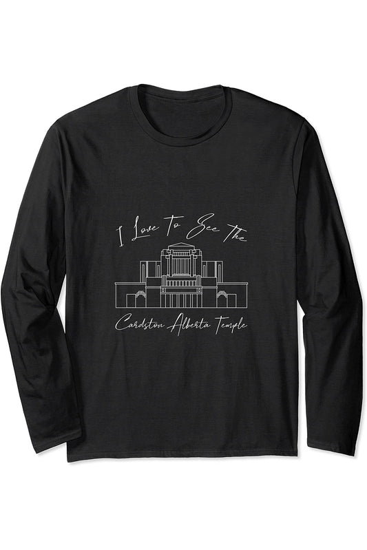 Cardston Alberta Temple Long Sleeve T-Shirt - Calligraphy Style (English) US