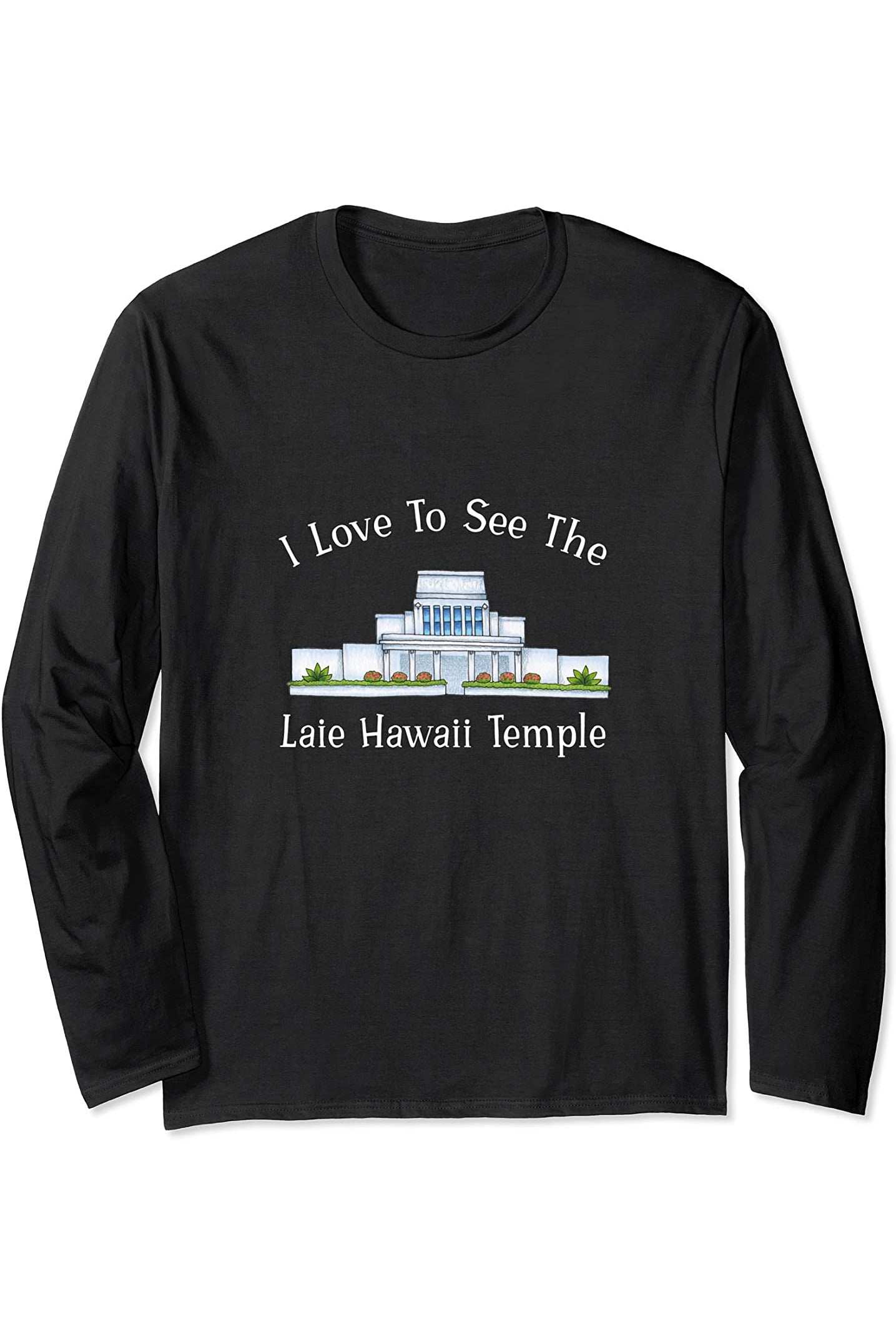 Laie Hawaii Temple Long Sleeve T-Shirt - Happy Style (English) US