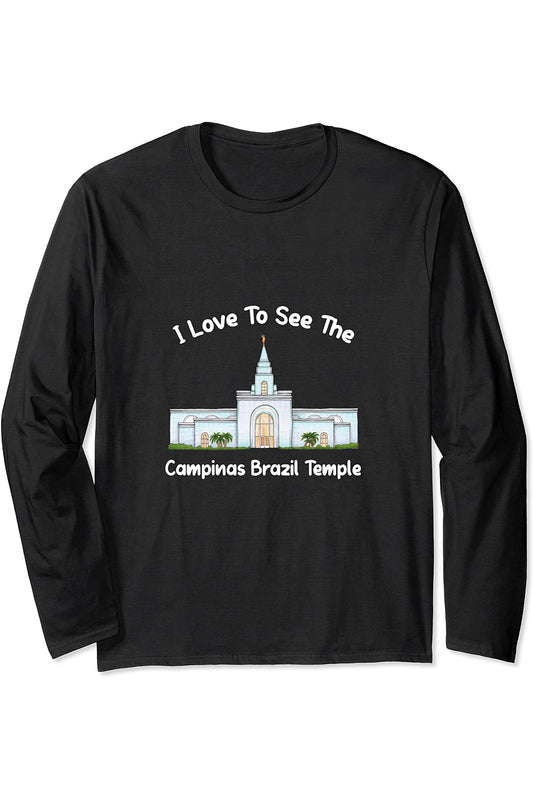 Campinas Brazil Temple Long Sleeve T-Shirt - Primary Style (English) US