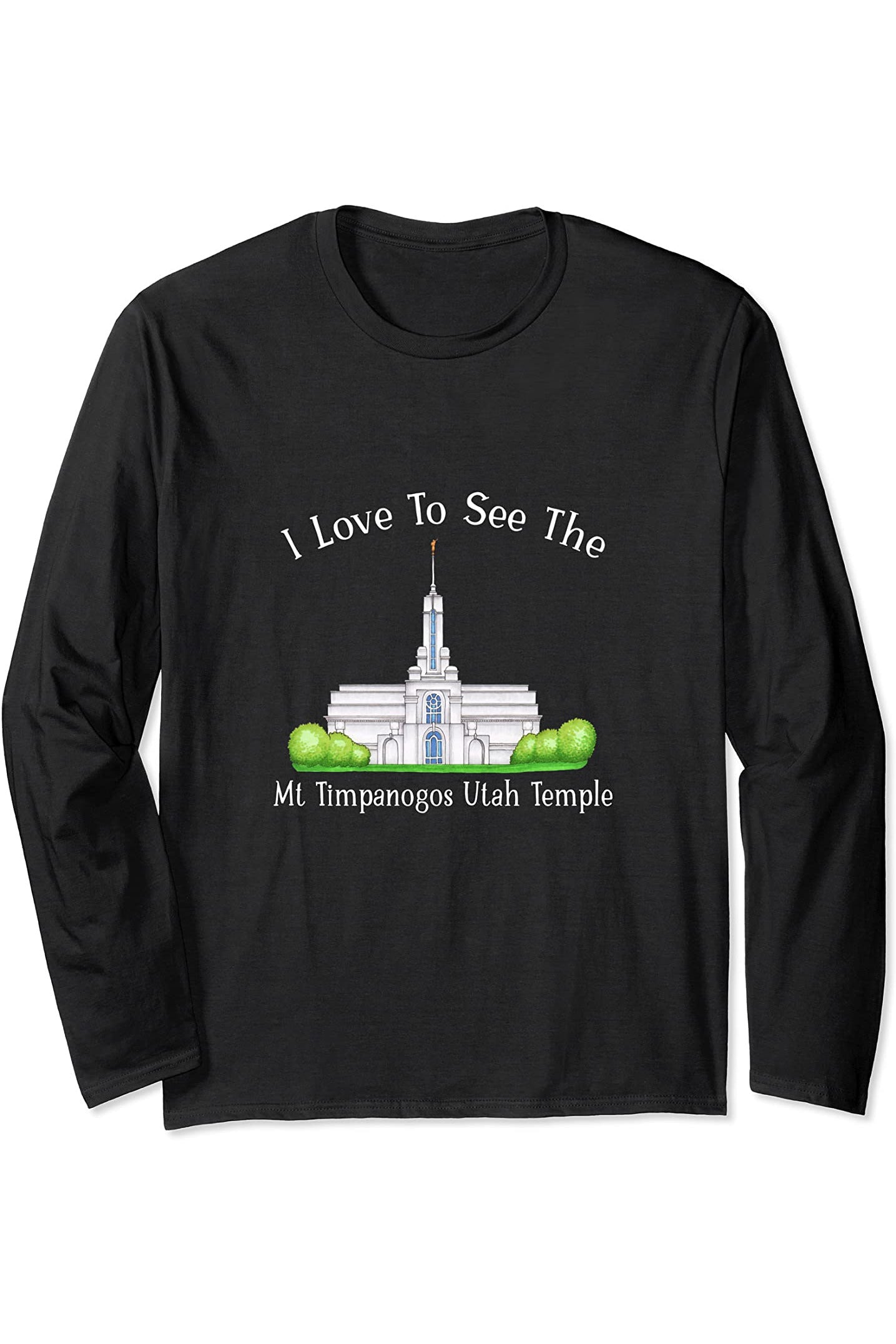 Mt Timpanogos Utah Temple Long Sleeve T-Shirt - Happy Style (English) US
