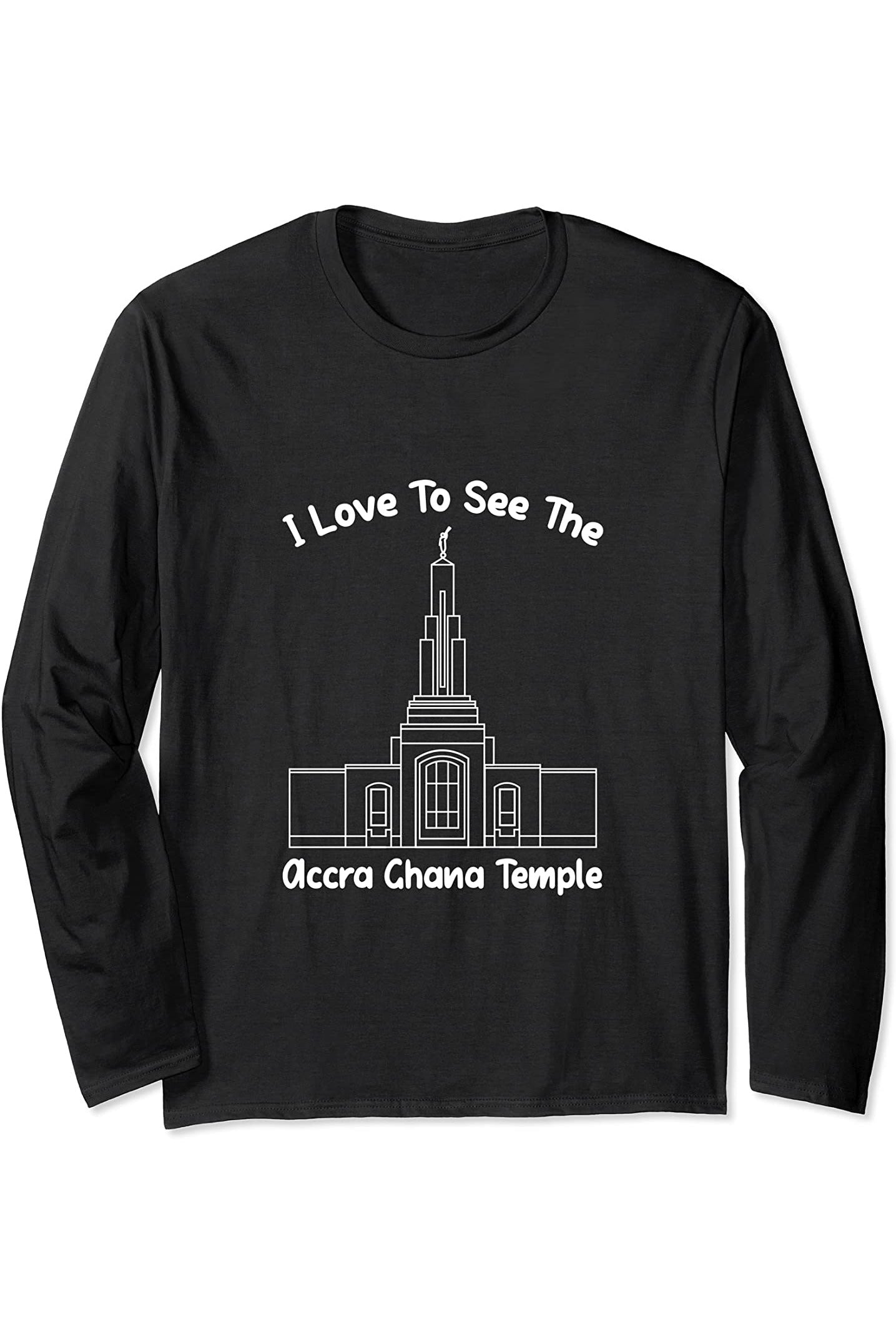 Accra Ghana Temple Long Sleeve T-Shirt - Primary Style (English) US