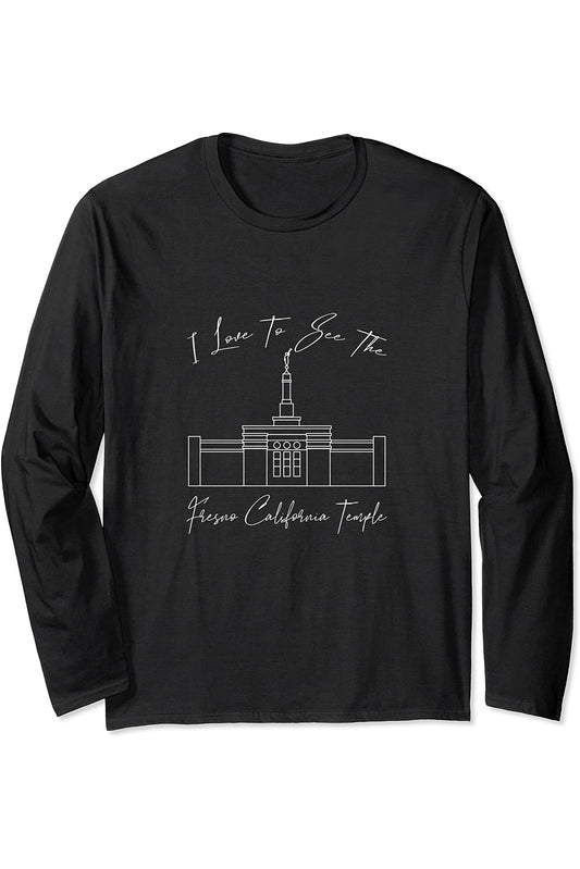 Fresno California Temple Long Sleeve T-Shirt - Calligraphy Style (English) US