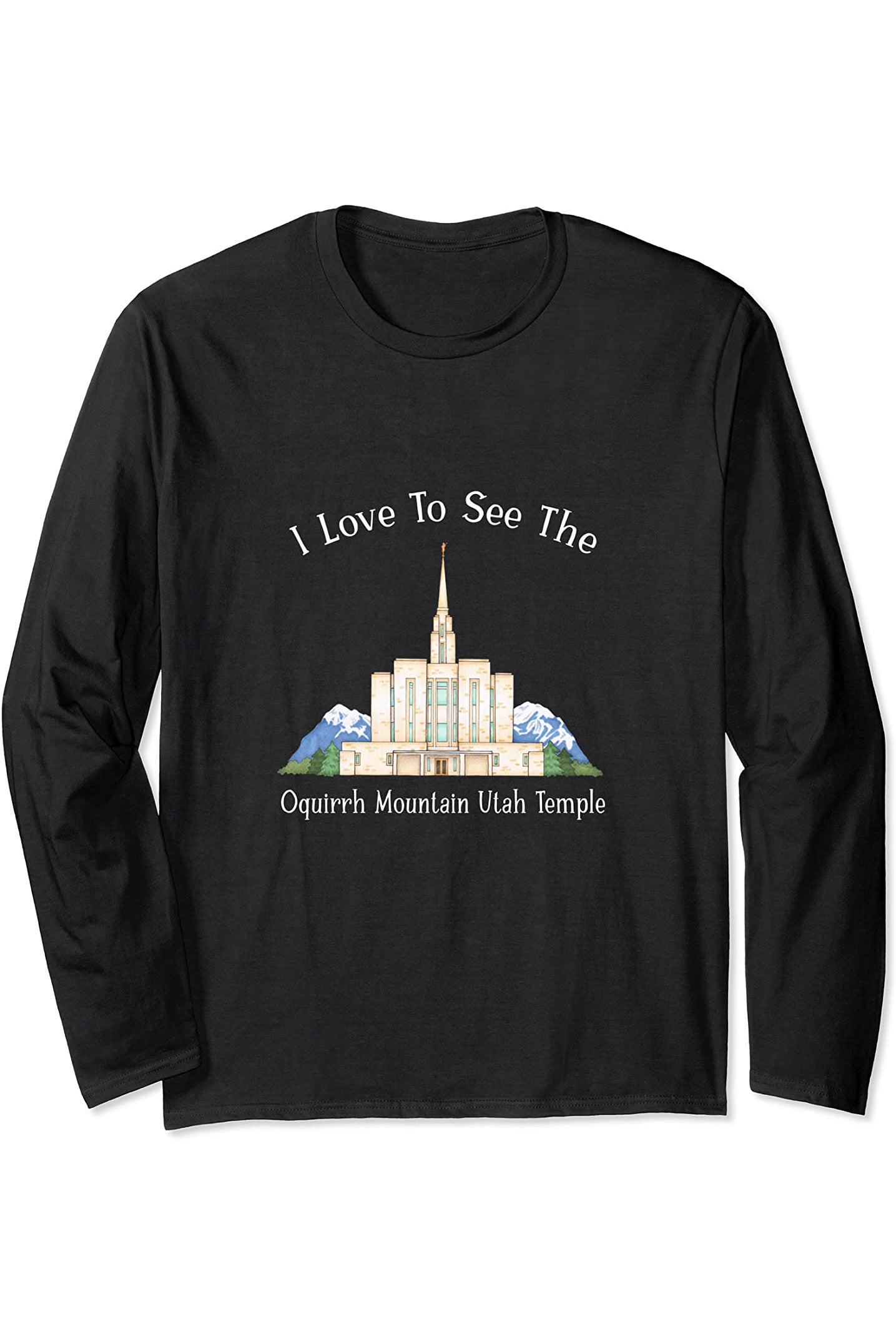 Oquirrh Mountain Utah Temple Long Sleeve T-Shirt - Happy Style (English) US