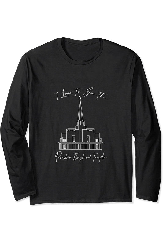 Preston England Temple, I love to see my Temple, Kalligraphie Long Sleeve T-Shirt