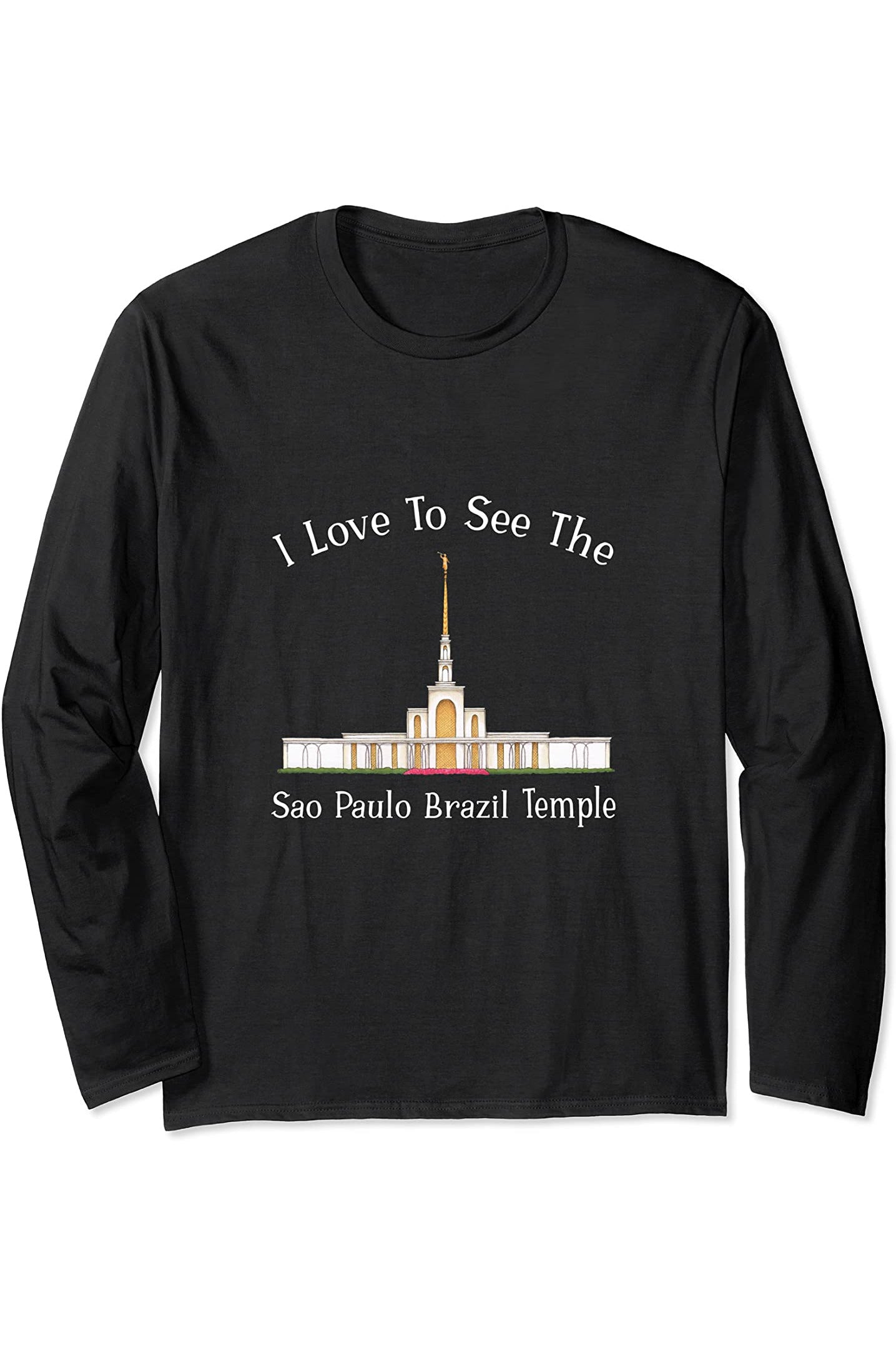 Sao Paulo Brazil Temple Long Sleeve T-Shirt - Happy Style (English) US