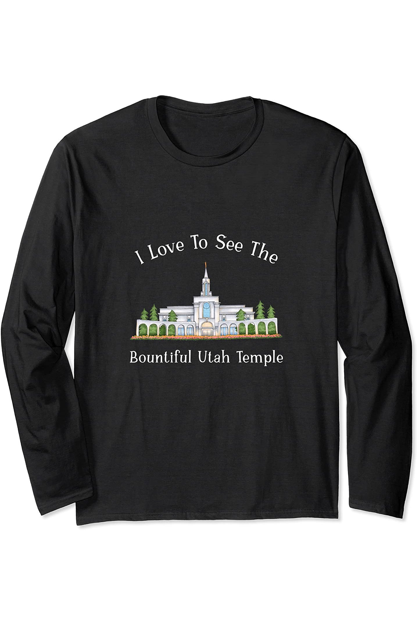 Bountiful Utah Temple Long Sleeve T-Shirt - Happy Style (English) US