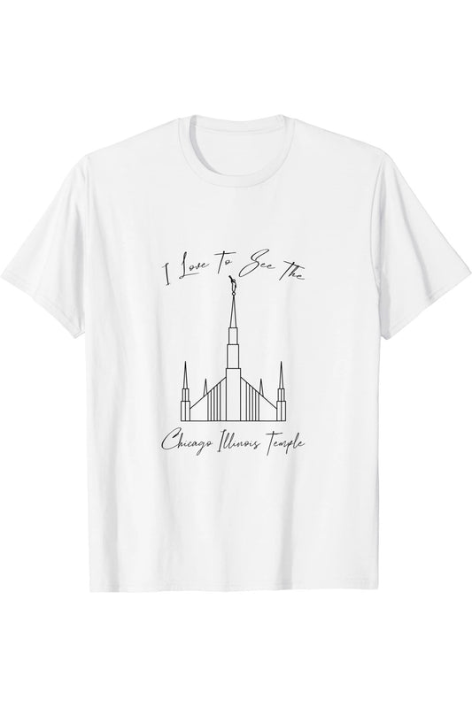 Chicago Illinois Temple T-Shirt - Calligraphy Style (English) US