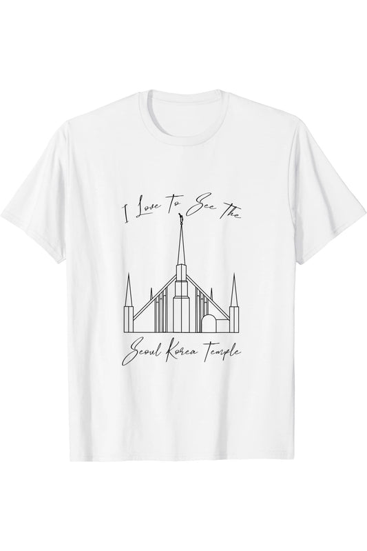 Seoul Korea Temple T-Shirt - Calligraphy Style (English) US