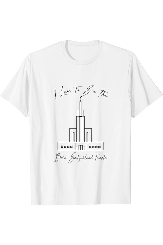 Bern Switzerland Temple T-Shirt - Calligraphy Style (English) US